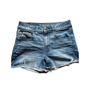 American Eagle Hi-Rise shortie women’s denim distressed shorts sz 6